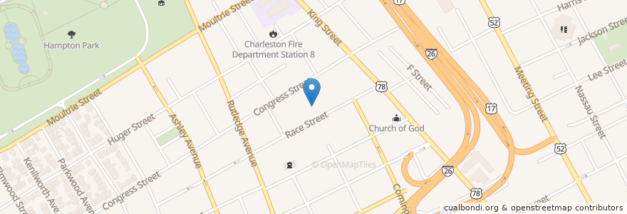 Mapa de ubicacion de Grecian Society Church en Estados Unidos De América, Carolina Del Sur, Charleston County, Charleston.