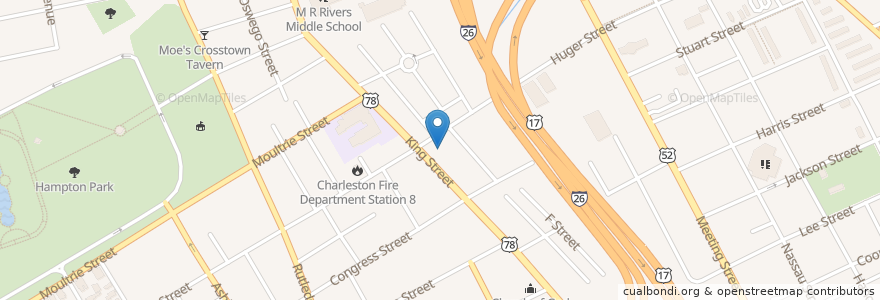 Mapa de ubicacion de Sacred Heart Catholic Church en États-Unis D'Amérique, Caroline Du Sud, Charleston County, Charleston.