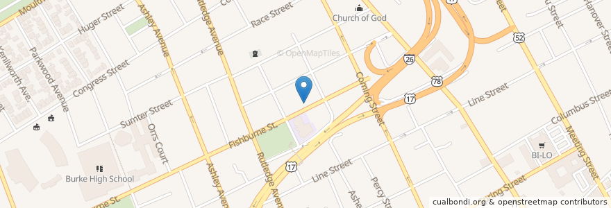 Mapa de ubicacion de Saint Lukes Chapel en États-Unis D'Amérique, Caroline Du Sud, Charleston County, Charleston.