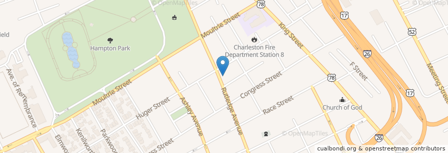 Mapa de ubicacion de Saint Pauls Baptist Church en Vereinigte Staaten Von Amerika, Süd-Carolina, Charleston County, Charleston.