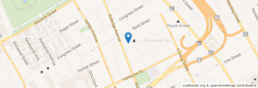 Mapa de ubicacion de Saint Peters Episcopal Church en アメリカ合衆国, サウスカロライナ州, Charleston County, Charleston.