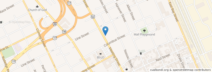 Mapa de ubicacion de Star Gospel Mission en 미국, 사우스캐롤라이나, Charleston County, Charleston.
