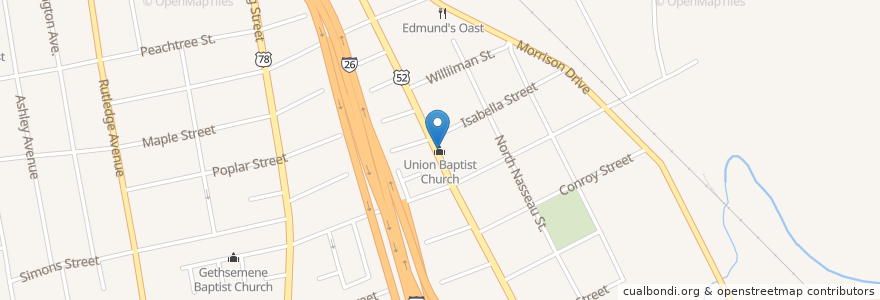 Mapa de ubicacion de Union Baptist Church en Amerika Birleşik Devletleri, Güney Karolina, Charleston County, Charleston.