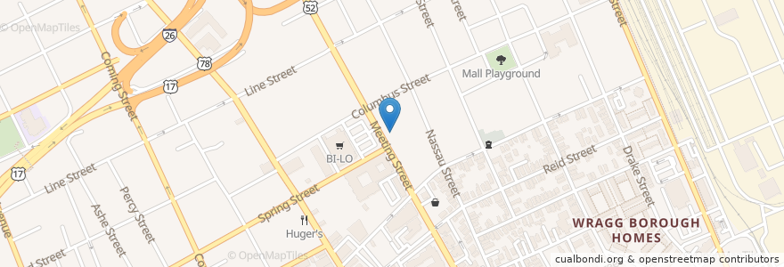 Mapa de ubicacion de Wesley United Methodist Church en United States, South Carolina, Charleston County, Charleston.