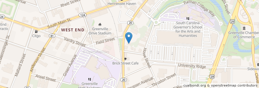 Mapa de ubicacion de Enoree Baptist Church en United States, South Carolina, Greenville County, Greenville.