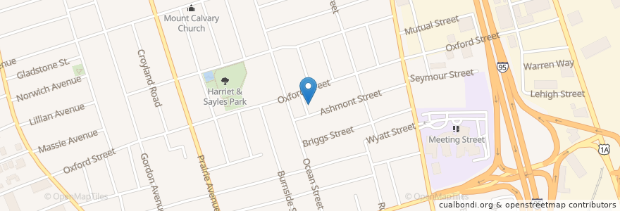 Mapa de ubicacion de Oxford Street School en الولايات المتّحدة الأمريكيّة, رود آيلاند, Providence County, Providence.