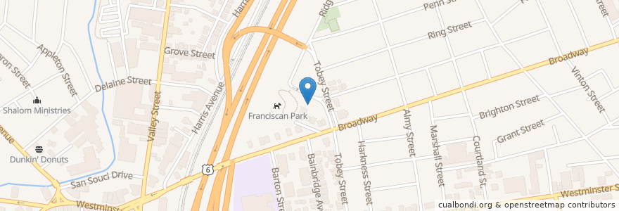 Mapa de ubicacion de Franciscan Convent en アメリカ合衆国, ロードアイランド州, Providence County, Providence.