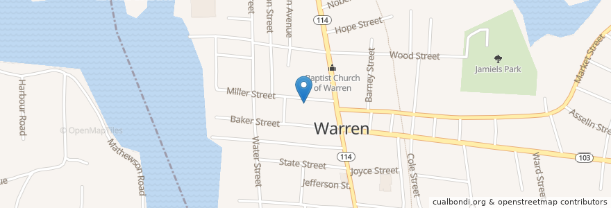 Mapa de ubicacion de Carousel Nursery en United States, Rhode Island, Bristol County, Warren.
