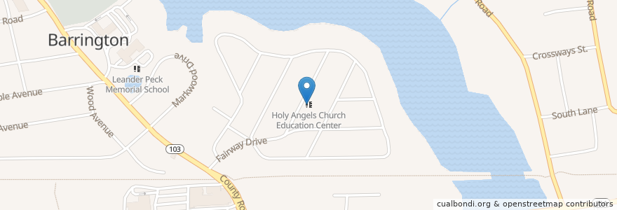 Mapa de ubicacion de Holy Angels Roman Catholic Church en United States, Rhode Island, Bristol County, Barrington.