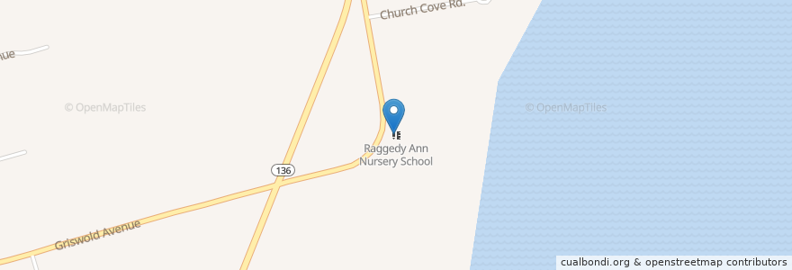 Mapa de ubicacion de Raggedy Ann Nursery School en 미국, 로드아일랜드, Bristol County, Bristol.