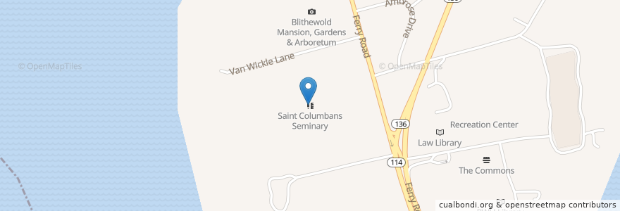 Mapa de ubicacion de Saint Columbans Seminary en Estados Unidos Da América, Rhode Island, Bristol County, Bristol.