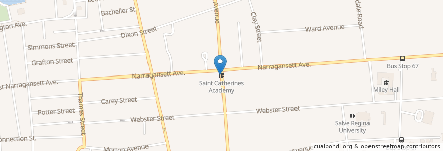 Mapa de ubicacion de Saint Catherines Academy en United States, Rhode Island, Newport County, Newport.