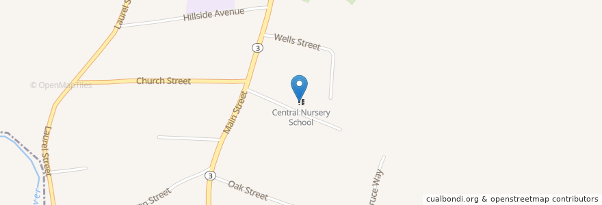 Mapa de ubicacion de Central Nursery School en アメリカ合衆国, ロードアイランド州, Washington County, Hopkinton.