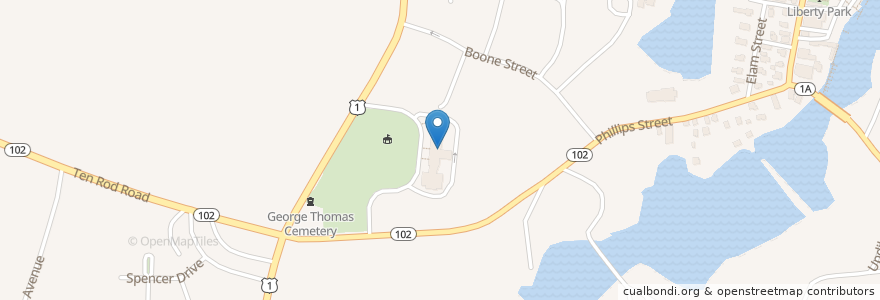 Mapa de ubicacion de Wickford Middle School en Stati Uniti D'America, Rhode Island, Washington County, North Kingstown.