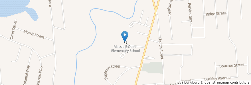 Mapa de ubicacion de Massie E Quinn Elementary School en Estados Unidos De América, Rhode Island, Kent County, West Warwick.