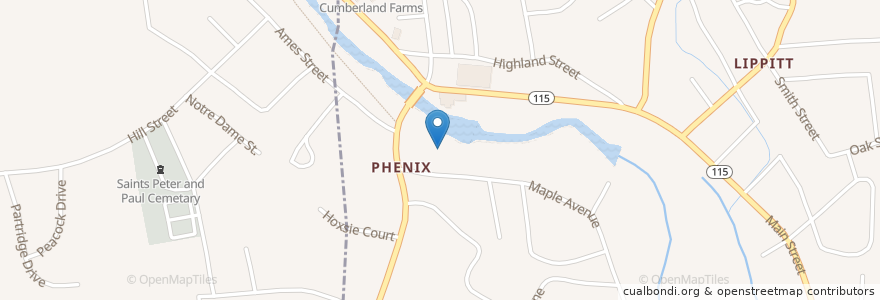 Mapa de ubicacion de Phenix Baptist Church en 미국, 로드아일랜드, Kent County, West Warwick.