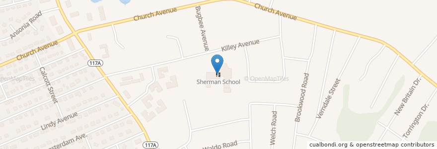 Mapa de ubicacion de Sherman School en Amerika Syarikat, Pulau Rhode, Kent County, Warwick.