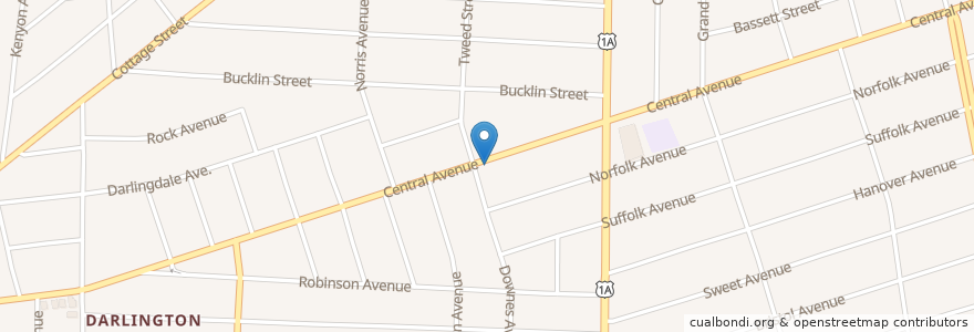 Mapa de ubicacion de Darlington Congregational Church en Stati Uniti D'America, Rhode Island, Providence County, Pawtucket.