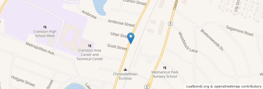 Mapa de ubicacion de Faith Lutheran Brethren Church en アメリカ合衆国, ロードアイランド州, Providence County, Cranston.