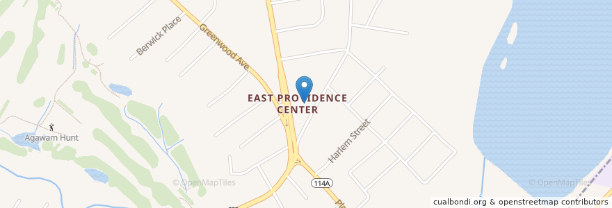 Mapa de ubicacion de First Baptist Church en Amerika Syarikat, Pulau Rhode, Providence County, East Providence.