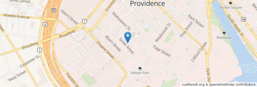 Mapa de ubicacion de Mathewson Street United Methodist Church en Estados Unidos De América, Rhode Island, Providence County, Providence.