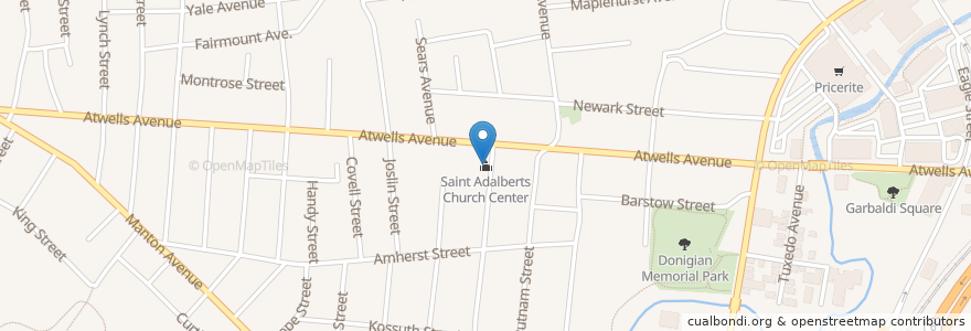Mapa de ubicacion de Saint Adalberts Church Center en Stati Uniti D'America, Rhode Island, Providence County, Providence.