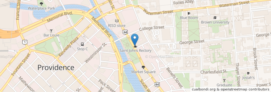 Mapa de ubicacion de Saint Johns Rectory en Estados Unidos De América, Rhode Island, Providence County, Providence.