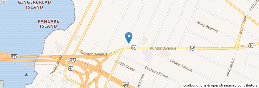 Mapa de ubicacion de Second Baptist Church en Stati Uniti D'America, Rhode Island, Providence County, East Providence.