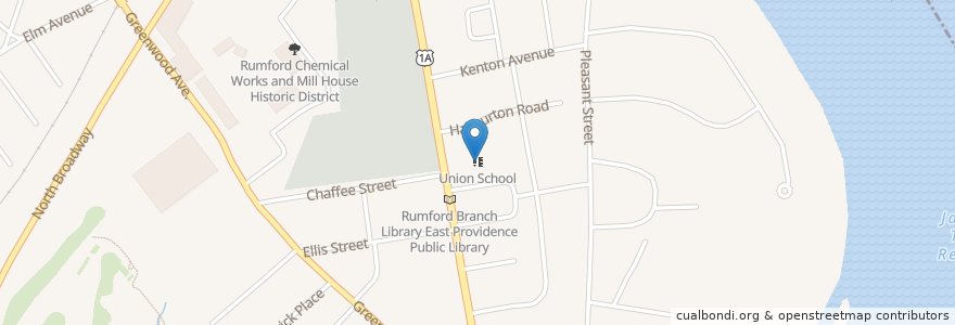 Mapa de ubicacion de Union School en 美利坚合众国/美利堅合眾國, 罗得岛州/ 羅德島州, Providence County, East Providence.