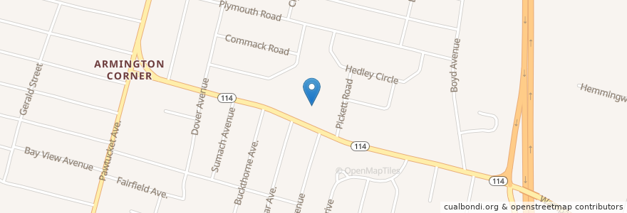 Mapa de ubicacion de United Church of Christ en 美利坚合众国/美利堅合眾國, 罗得岛州/ 羅德島州, Providence County, East Providence.