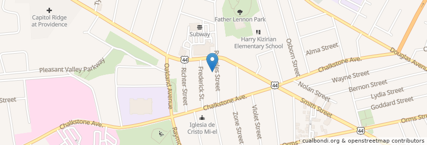 Mapa de ubicacion de United Presbyterian Church en Stati Uniti D'America, Rhode Island, Providence County, Providence.