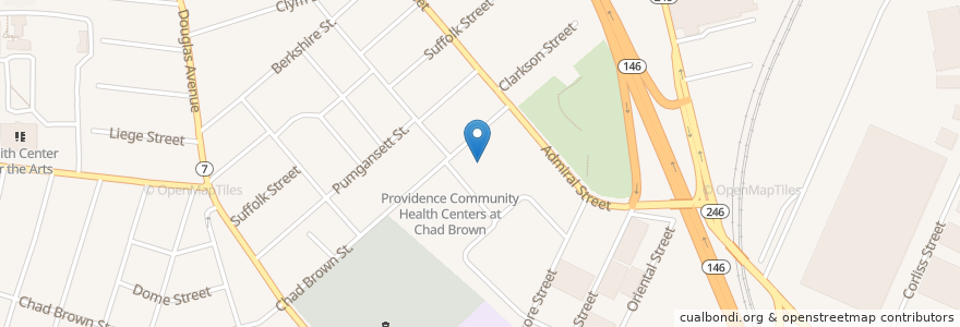 Mapa de ubicacion de Trumpet of Faith Pentecostal Church en Estados Unidos De América, Rhode Island, Providence County, Providence.