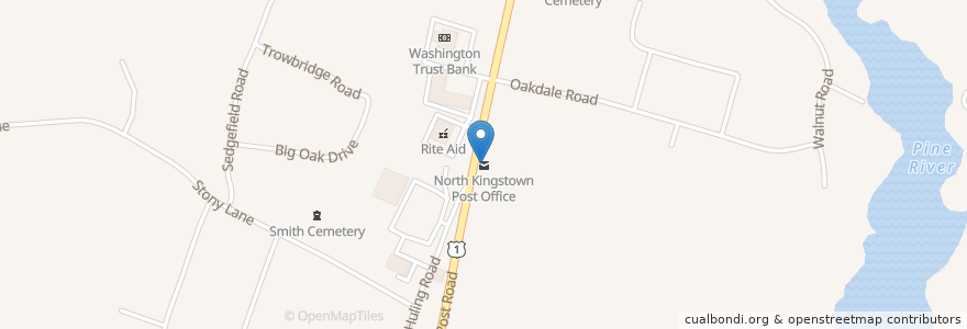 Mapa de ubicacion de North Kingstown Post Office en 미국, 로드아일랜드, Washington County, North Kingstown.