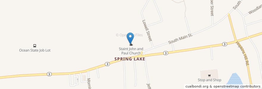 Mapa de ubicacion de Staint John and Paul Church en Stati Uniti D'America, Rhode Island, Kent County, Coventry.