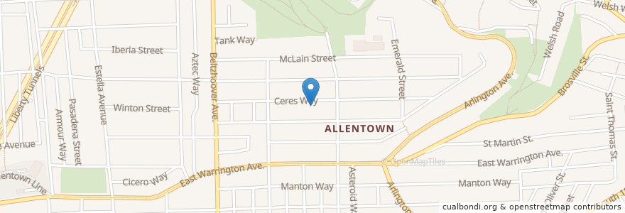 Mapa de ubicacion de Allen School en Estados Unidos Da América, Pensilvânia, Allegheny County, Pittsburgh.
