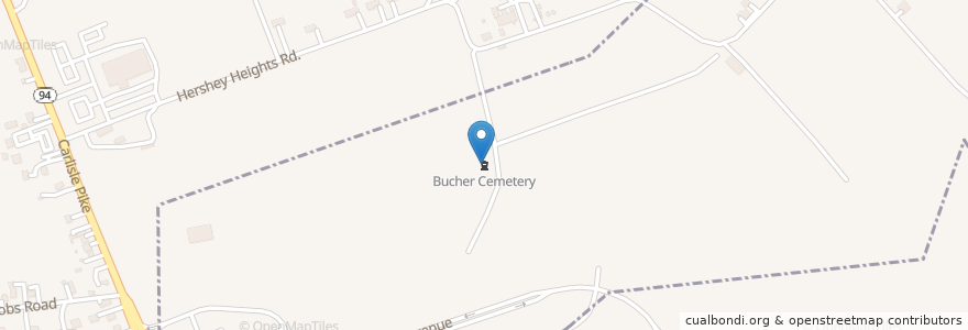 Mapa de ubicacion de Bucher Cemetery en Vereinigte Staaten Von Amerika, Pennsylvania, Penn Township.
