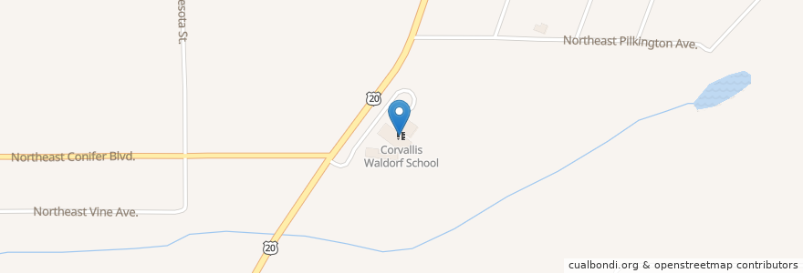 Mapa de ubicacion de Corvallis Waldorf School en 미국, 오리건, Benton County.