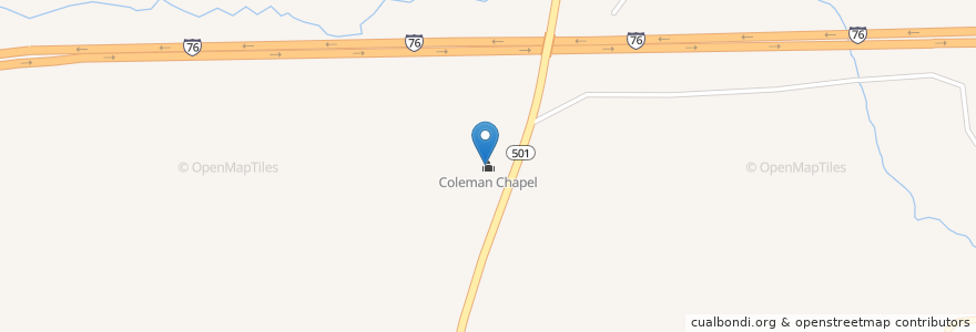 Mapa de ubicacion de Coleman Chapel en Estados Unidos De América, Pensilvania, Lancaster County.