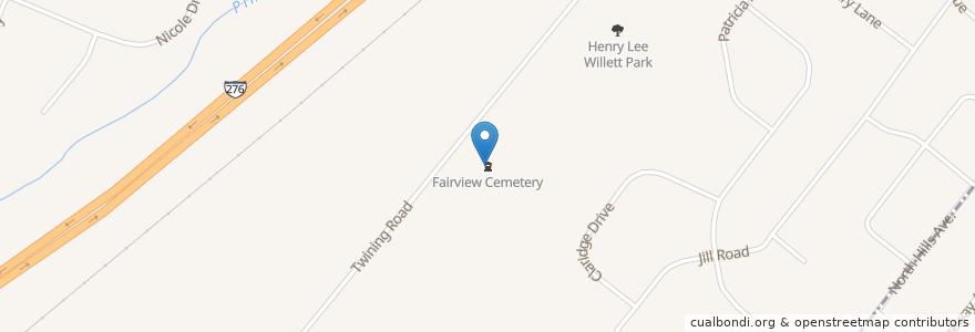 Mapa de ubicacion de Fairview Cemetery en United States, Pennsylvania, Montgomery County, Upper Dublin Township.