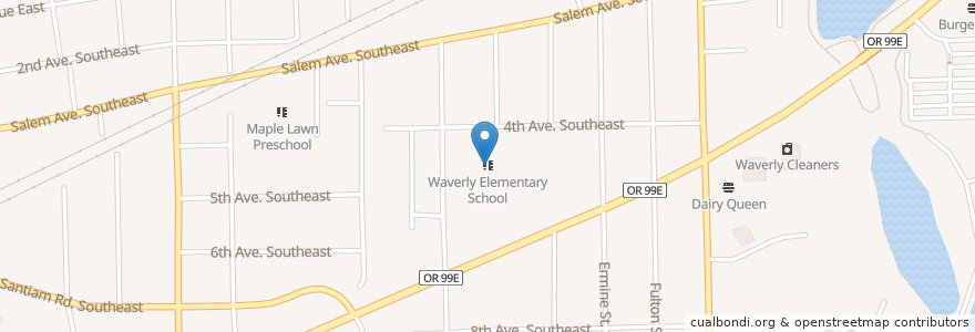 Mapa de ubicacion de Waverly Elementary School en United States, Oregon, Linn County, Albany.