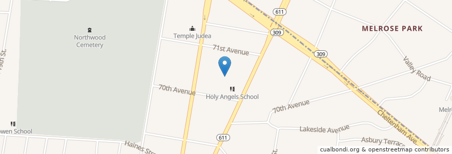 Mapa de ubicacion de Holy Angels School en United States, Pennsylvania, Philadelphia County, Philadelphia.