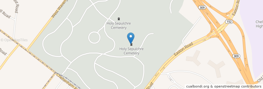 Mapa de ubicacion de Holy Sepulchre Cemetery en États-Unis D'Amérique, Pennsylvanie, Montgomery County, Cheltenham Township.