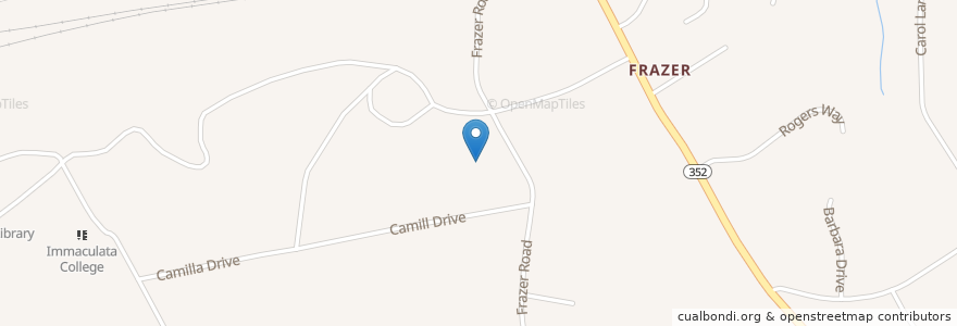 Mapa de ubicacion de Immaculata Cemetery en アメリカ合衆国, ペンシルベニア州, Chester County, East Whiteland Township.
