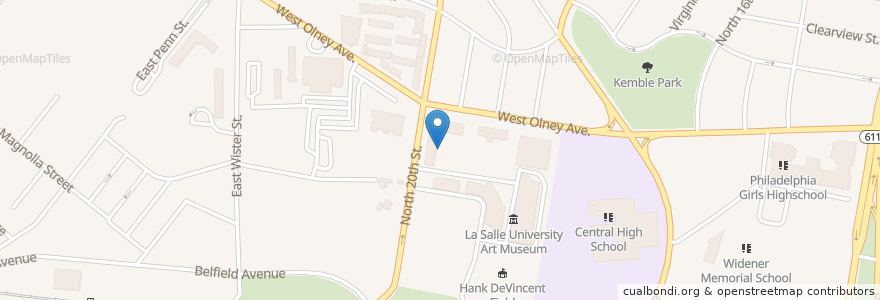 Mapa de ubicacion de La Salle University en Stati Uniti D'America, Pennsylvania, Philadelphia County, Philadelphia.