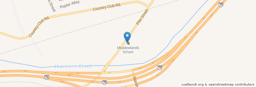 Mapa de ubicacion de Meadowlands School en Vereinigte Staaten Von Amerika, Pennsylvania, Washington County, South Strabane Township.