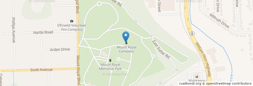 Mapa de ubicacion de Mount Royal Cemetery en Vereinigte Staaten Von Amerika, Pennsylvania, Allegheny County, Shaler Township.