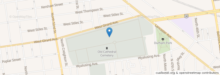 Mapa de ubicacion de Old Cathedral Cemetery en Amerika Syarikat, Pennsylvania, Philadelphia County, Philadelphia.