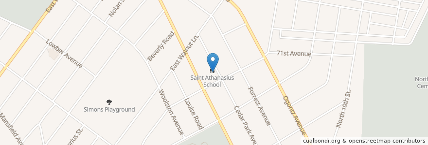 Mapa de ubicacion de Saint Athanasius School en アメリカ合衆国, ペンシルベニア州, Philadelphia County, フィラデルフィア.
