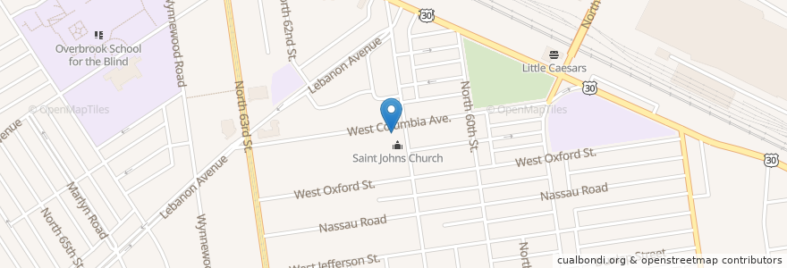 Mapa de ubicacion de Freedom Christian Bible Fellowship Church en الولايات المتّحدة الأمريكيّة, بنسيلفانيا, Philadelphia County, فيلادلفيا.