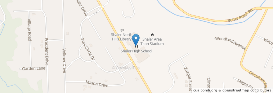 Mapa de ubicacion de Shaler High School en アメリカ合衆国, ペンシルベニア州, Allegheny County, Shaler Township.